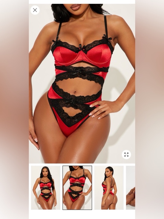 Fashion Nova Tops - NWOT Fashion Nova Elegant Red and Black Lace Bodysuit